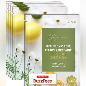 Anti-Aging Face Mask Sheet Pack X5 Moisturizing Anti-Wrinkle Facial Hyaluronic